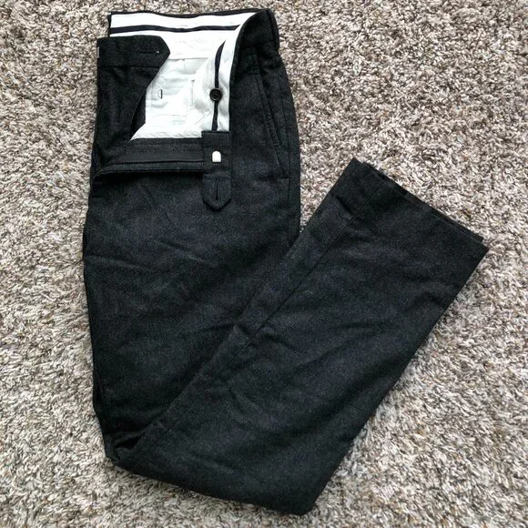 (NWOT) Proper Cloth - Allen Charcoal Wool Flannel Trouser - Picture 2 of 6